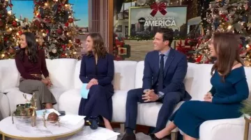 Anthropologie Off-Shoulder Slim Sweater Dress worn by Lacey Chabert as seen in Good Morning America on January 2, 2026