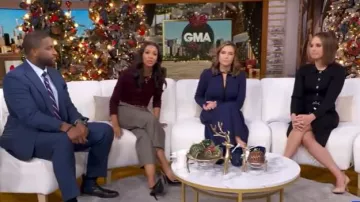 Yumi Belted Rib Knit Midi Dress With Pockets worn by Elizabeth Schulze as seen in Good Morning America on January 2, 2026