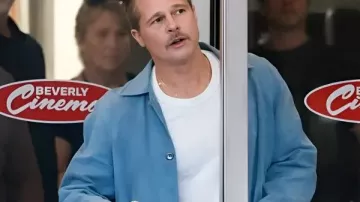 The Adventures Of Cliff Booth 2026 Brad Pitt Blue Jacket worn by Cliff Booth (Brad Pitt) as seen in The Adventures of Cliff Booth