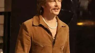 Brad Pitt The Adventures Of Cliff Booth 2026 Brown Jacket worn by Cliff Booth (Brad Pitt) in The Adventures of Cliff Booth