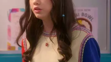 Electric Bloom 2026 Ruby Marino Colorblock Pattern Sweater worn by Tulip (Ruby Marino) in Electric Bloom (S01)