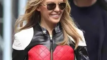 Kylie Minogue Red Love Heart Leather Jacket in Kylie Minogue - 2 Hearts (Official Video)