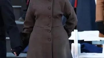 Brown Long Coat worn by Rama Duwaji in FULL CEREMONY: Zohran Mamdani Sworn In as NYC Mayor at Historic Inauguration | AC1G