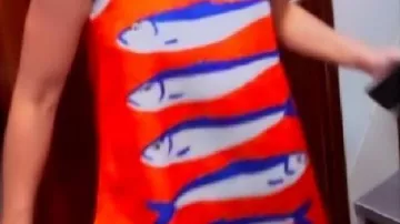 Orange Fish Print Dress worn by (Aesha Scott) in Below Deck Mediterranean