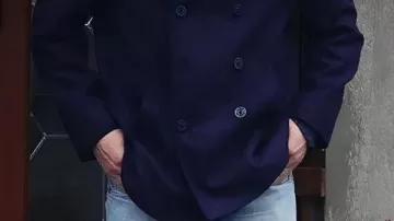 Blue Peacoat worn by The Corporation (Ashton Kutcher) in The Beauty