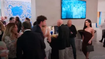 Nookie Aria One Shoulder Gown worn by Maria Cozamanis as seen in Members Only: Palm Beach (S01E01)