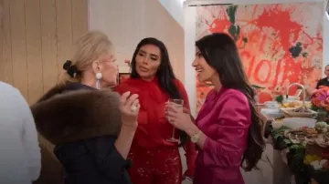 Cinq à Sept Joel Feather Hem Dress worn by Rosalyn Yellin as seen in Members Only: Palm Beach (S01E01)