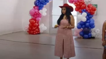 Reformation Tala Red Gingham Midi Halter Dress worn by Angel Massie as seen in The Real Housewives of Potomac (S10E12)