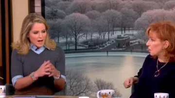 Staud Geo Layered Cotton-blend Poplin-trimmed Twill and Wool-blend Midi Dress worn by Sara Haines as seen in The View on January 6, 2026