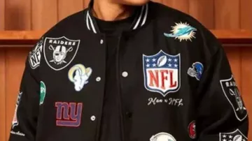 All Team Badges Varsity Jacket Black