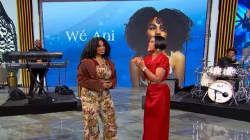 AnOnlyChild Maria Silk Ruched Maxi Dress worn by Tamron Hall as seen in Tamron Hall Show on January 6, 2026