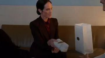 Theory One Button Slim Jacket worn by Annette Davis (Annabeth Gish) as seen in Chicago Fire (S14E07)