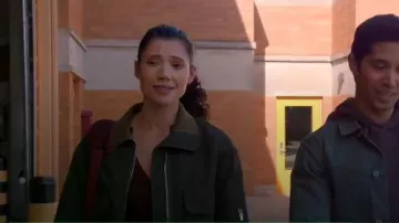 Helmut Lang Canvas Bomber Jacket worn by Violet Mikami (Hanako Greensmith) as seen in Chicago Fire (S14E07)