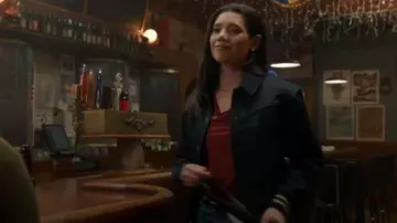 Levi's Lennox Varsity Jacket worn by Violet Mikami (Hanako Greensmith) as seen in Chicago Fire (S14E07)