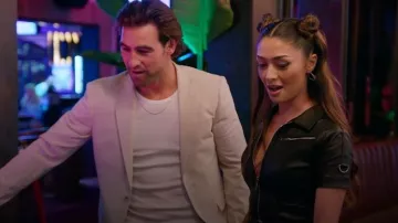 Short short en cuir noir Irhaz porté par Angelica Jensen, tel que vu dans Vanderpump Rules (S12E05)