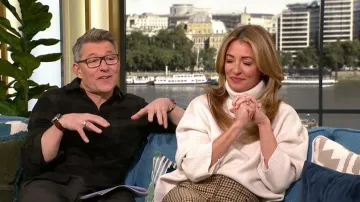 River Island Cream Knit Roll Neck Jumper worn by Cat Deeley as seen in This Morning on January 2026