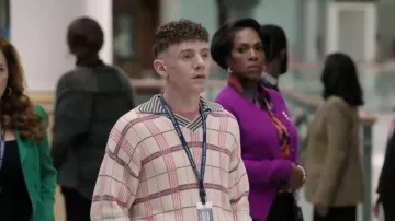 Zara x Disney Check Jacquard Knit Polo worn by Jacob Hill (Chris Perfetti) as seen in Abbott Elementary (S05E09)