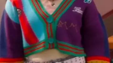 Multicolor Cardigan worn by (Jade Castillo) in Electric Bloom