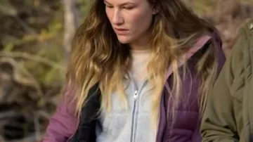 Purple Puffer Jacket worn by Tag (Sofia Hublitz) as seen in Hunting Season