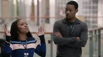 H&M Regular Fit Half Zip Merino Wool Sweater worn by Gregory Eddie (Tyler James Williams) as seen in Abbott Elementary (S05E09)
