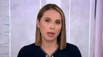 Maje Ribbed Knit Cardigan worn by Elizabeth Schulze as seen in Good Morning America on January 7, 2026