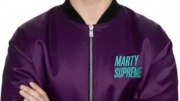 Marty Supreme Timothee Chalamet Purple Bomber Jacket as seen in Marty Supreme