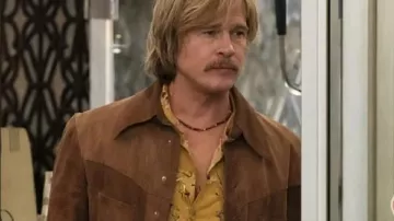 The Adventures Of Cliff Booth Brad Pitt Brown Suede Jacket worn by Cliff Booth (Brad Pitt) as seen in The Adventures of Cliff Booth