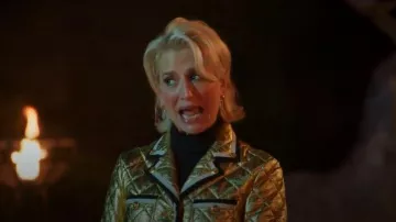 Gucci Patch Pocket Leather Jacket Gold worn by Dorinda Medley as seen in The Traitors (S04E01)