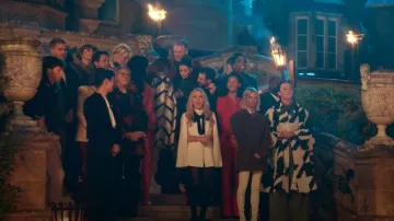 Manière De Voir Eyelet Detail Tacked Leggings worn by Natalie Anderson as seen in The Traitors (S04E01)