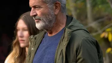 Hunting Season 2025 Mel Gibson Green Hooded Jacket worn by Bowdrie (mel Gibson) as seen in Hunting Season