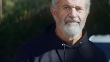 Hunting Season 2025 Mel Gibson Black Hoodie worn by Bowdrie (mel Gibson) as seen in Hunting Season