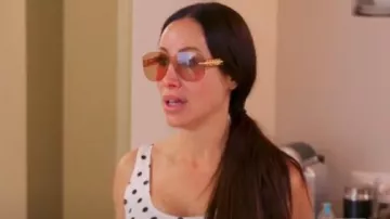 Fendi Fendigraphy Oversized Rimless Acetate Sunglasses worn by Angie Katsanevas as seen in The Real Housewives of Salt Lake City (S06E16)