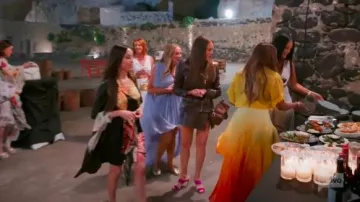 Elisabetta Franchi Asymmetrical Leather Mini Skirt worn by Meredith Marks as seen in The Real Housewives of Salt Lake City (S06E16)