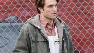 Robert Pattinson Here Comes The Flood Movie Set Denim Jacket worn by (Robert Pattinson) in Here Comes the Flood