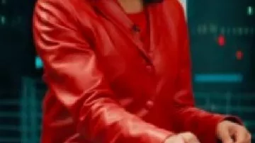 Red Leather Blazer worn by Anna Andrews (Tessa Thompson) in HIS & HERS