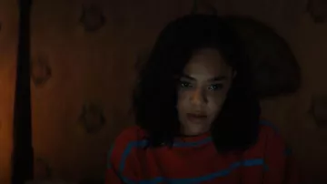 Ralph Lauren Sweater Knit Striped Red Cotton Crewneck Large worn by Anna Andrews (Tessa Thompson) as seen in HIS & HERS (S01E02)