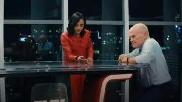 Ralph Lauren Red Leather Blazer worn by Anna Andrews (Tessa Thompson) as seen in HIS & HERS (S01E03)