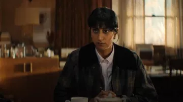 Mango Checked Parka with Contrasting Collar worn by Priya (Sunita Mani) as seen in HIS & HERS (S01E05)