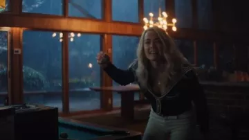 Frame Sailor Cardi worn by Lexi (Rebecca Rittenhouse) as seen in HIS & HERS (S01E06)