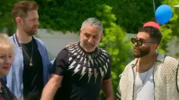 Neil Barrett Fair Isle Thunderbolt Tee worn by Reza Farahan as seen in The Valley: Persian Style (S01E01)