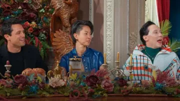 Alice + Olivia Edyth Faux Leather Short Sleeve Shirt worn by Kristen Kish as seen in The Traitors (S04E02)