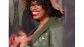 The Traitors US S4 Tiffany Mitchell Green Leather Jacket worn by (Tiffany Mitchell) in The Traitors (S04)