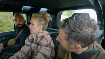 Hudson Jeans Plaid Hook & Eye Sherpa Jacket worn by Tara Lipinski as seen in The Traitors (S04E2)