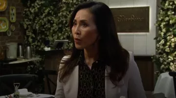Ralph Lauren Slim Fit Chain-Print Jersey Shirt worn by Li Finnegan (Naomi Matsuda) as seen in The Bold and the Beautiful on January 10, 2026