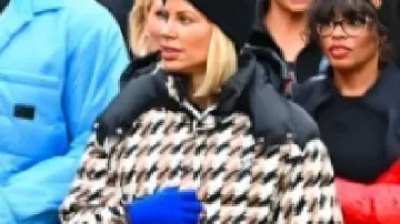 The Traitors US S04 Caroline Stanbury Houndstooth Puffer Jacket as seen in The Traitors (S04)