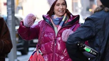 Elsbeth Carrie Preston Purple Long Coat worn by Elsbeth Tascioni (Carrie Preston) as seen in Elsbeth (S03)