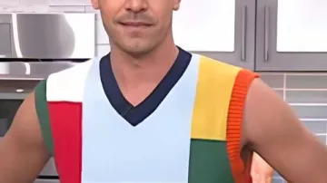 The Today Show 2026 Matt Rogers Colorblock Patchwork Sweater Vest worn by (Matt Rogers) in Today