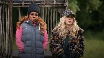 Remain Birger Christensen Check Shearling Jacket Orange Print worn by Tara Lipinski as seen in The Traitors (S04E03)