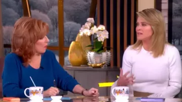 Simkhai Elyse Crochet-Trim Sweater worn by Sara Haines as seen in The View on January 9, 2026