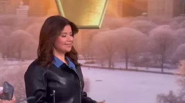 L'Agence Lyric Leather Biker Jacket worn by Ana Navarro as seen in The View on January 9, 2026